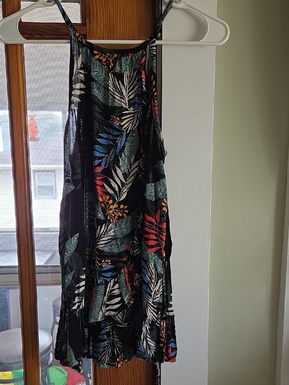 Maurices Black Tropical Print Tank Top with Multicolor Leaf Pattern